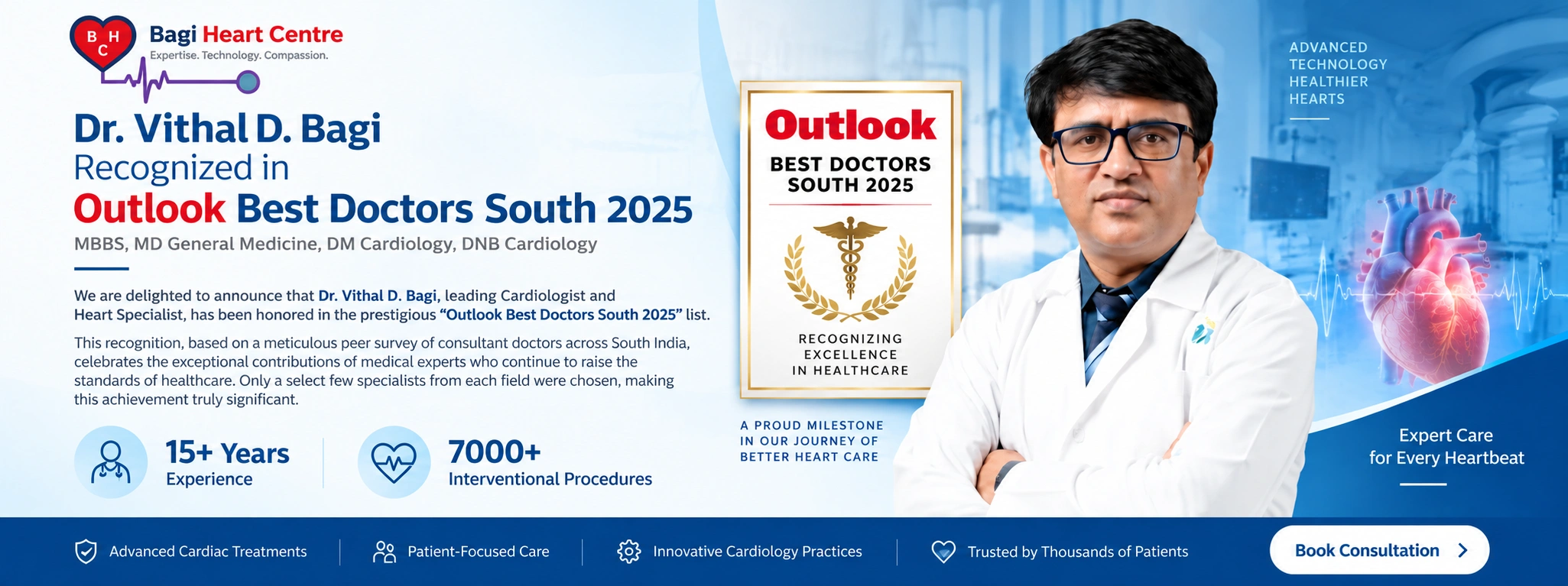 Dr. Vithal D. Bagi recognized in Outlook Best Doctors South 2025 — Advanced cardiac care in Bengaluru